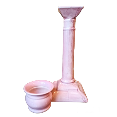 Zestaw różowej ceramiki - świecznik i miseczka